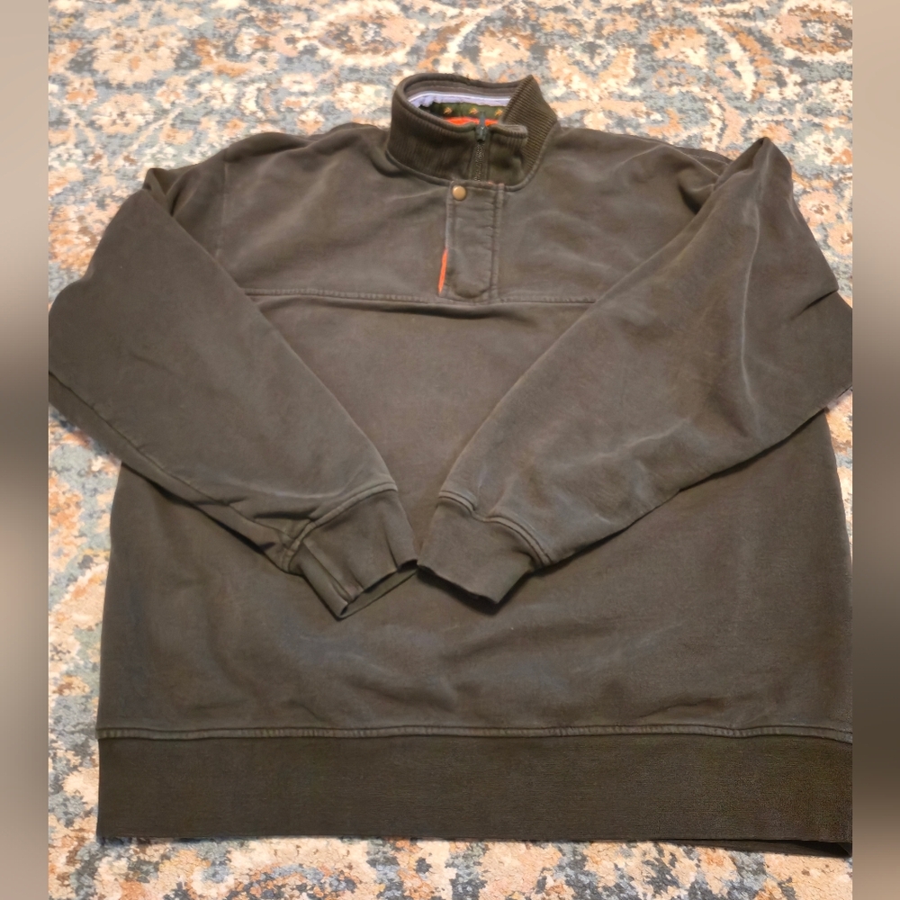Orvis Men's Signature 1/4 Zip Snap Sweatshirt Green Pullover Mens Size Large